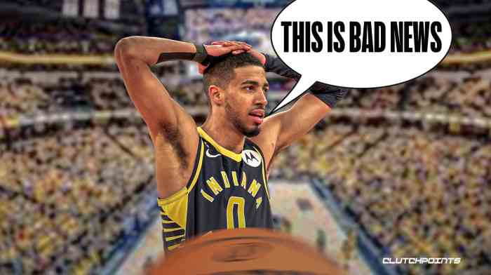 Tyrese Haliburton carried off court after suffering left hamstring ... Tyrese Haliburton Hanya Kena Teguran Karena Selebrasi Kontroversial