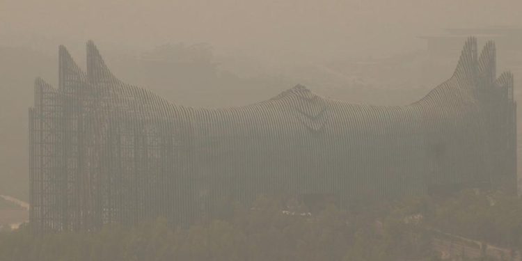 IKN Terpengaruh Karhutla, Istana Garuda Tertutup Kabut Asap